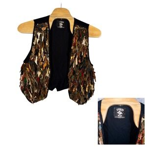 Vtg Western Vest Running Wild The Stampede Collection Womens Large Suede Leather